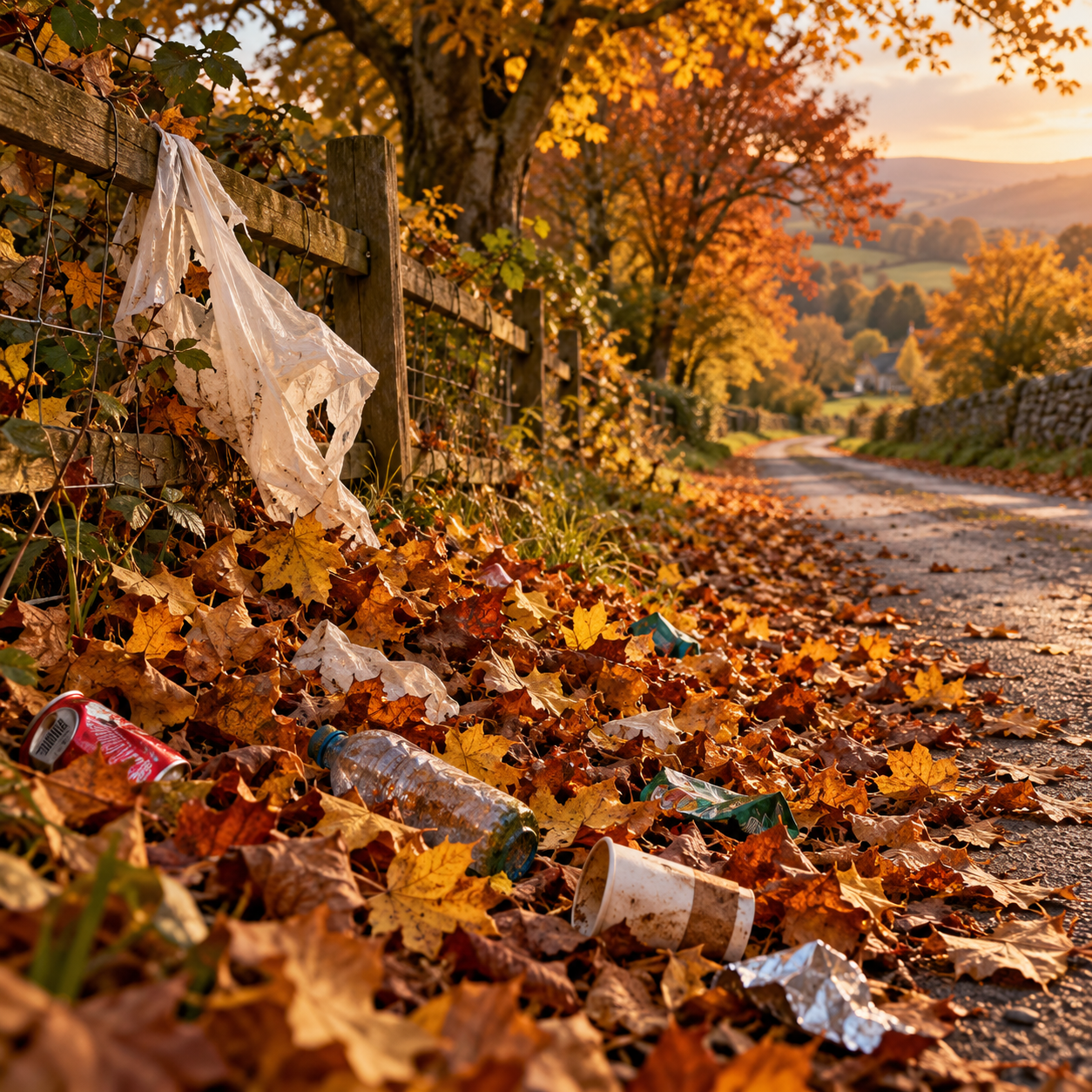 Golden Leaves, Littered Country Lane