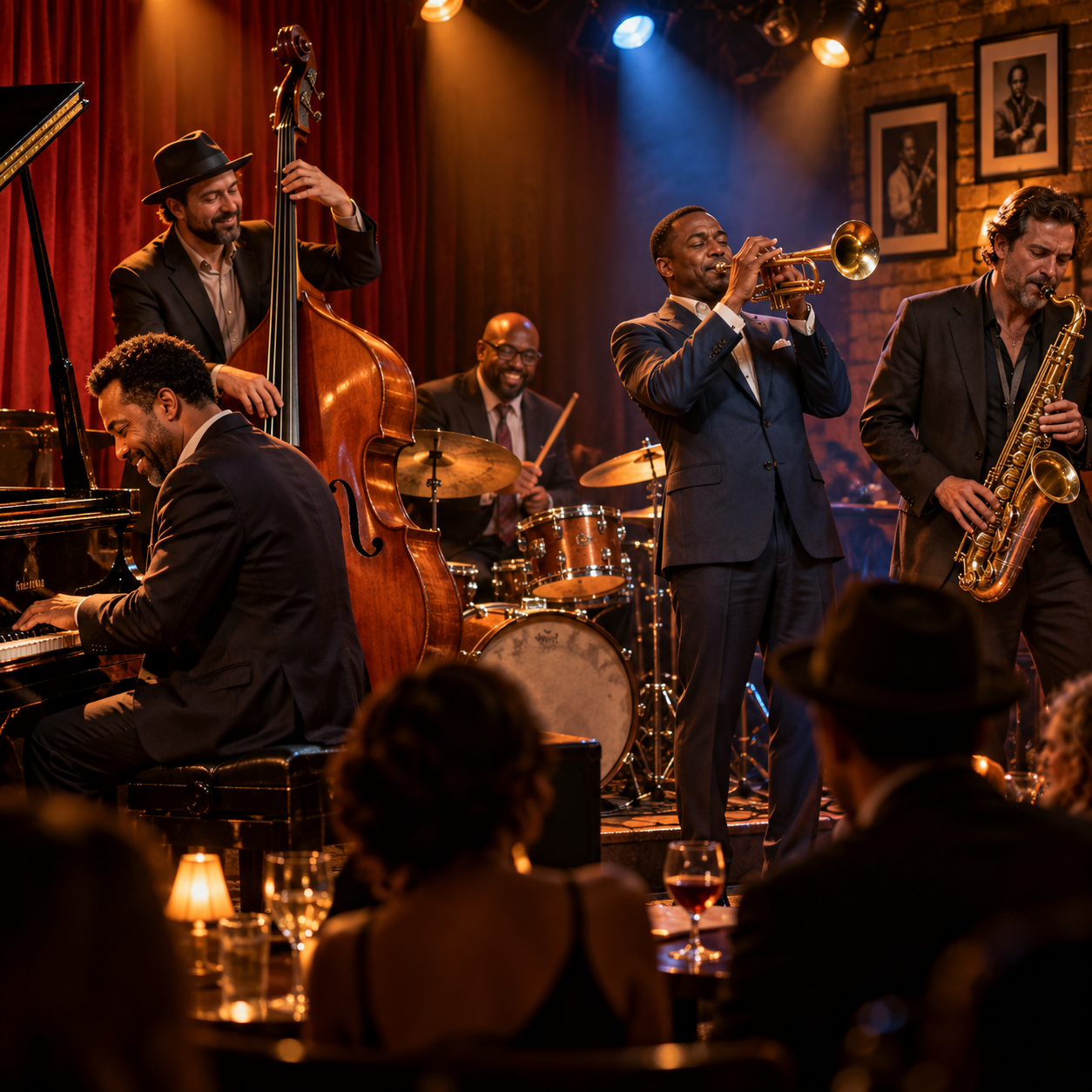 Jazz Club Under Warm Spotlights