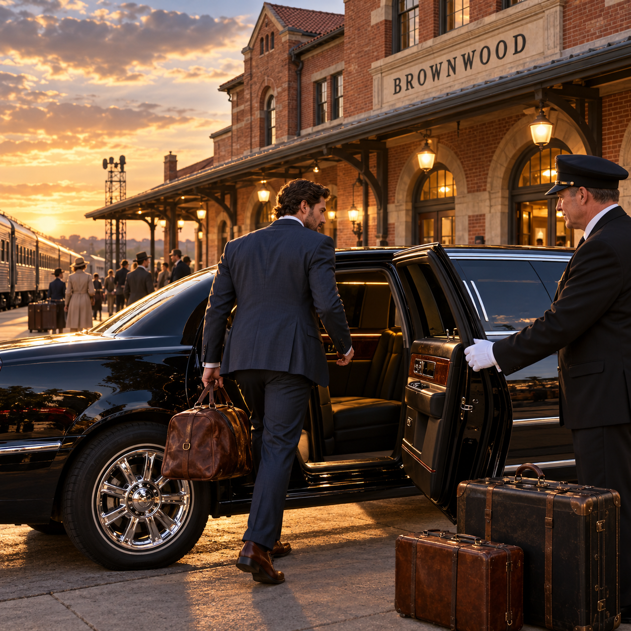 Limousine arrival at Brownwood Station